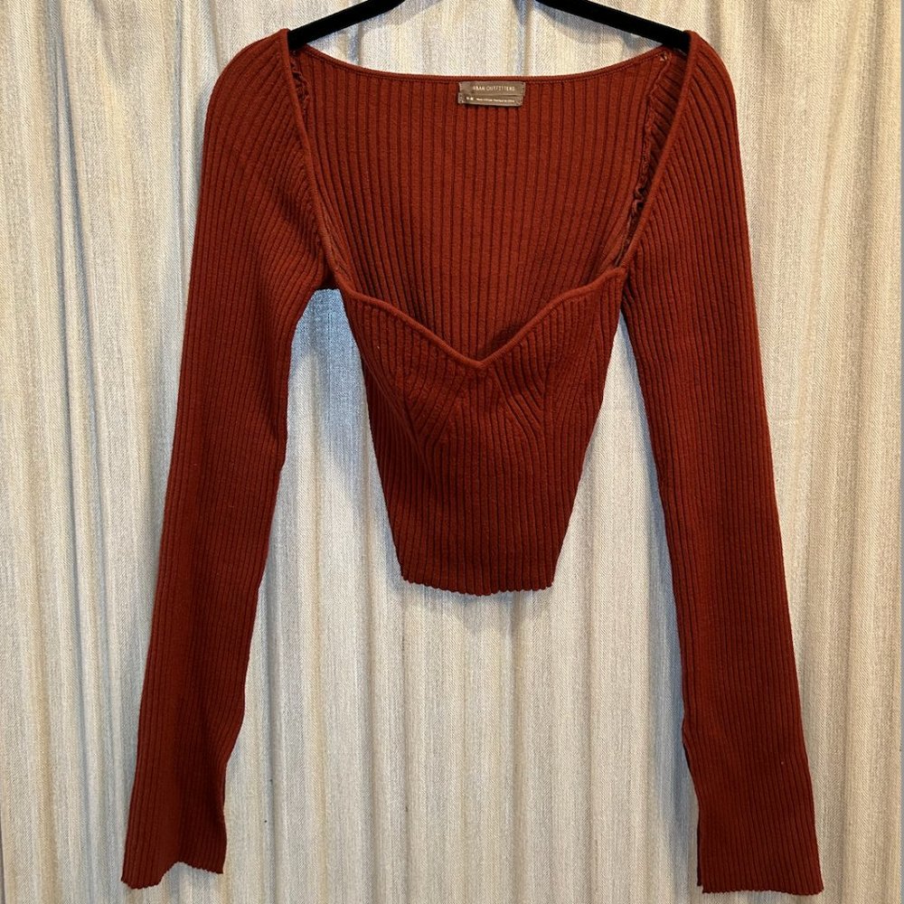 Urban Outfitters Sweetheart Neckline Long Sleeve Crop Sweater